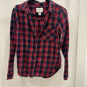 Forever 21 Red and Blue Plaid Button Down Shirt